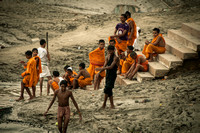 Monks playing by the Gange River